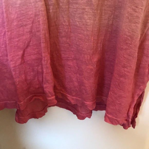 Three Dot Pink Dip Dye Wide V-Neck T-shirt - Picture 6 of 7